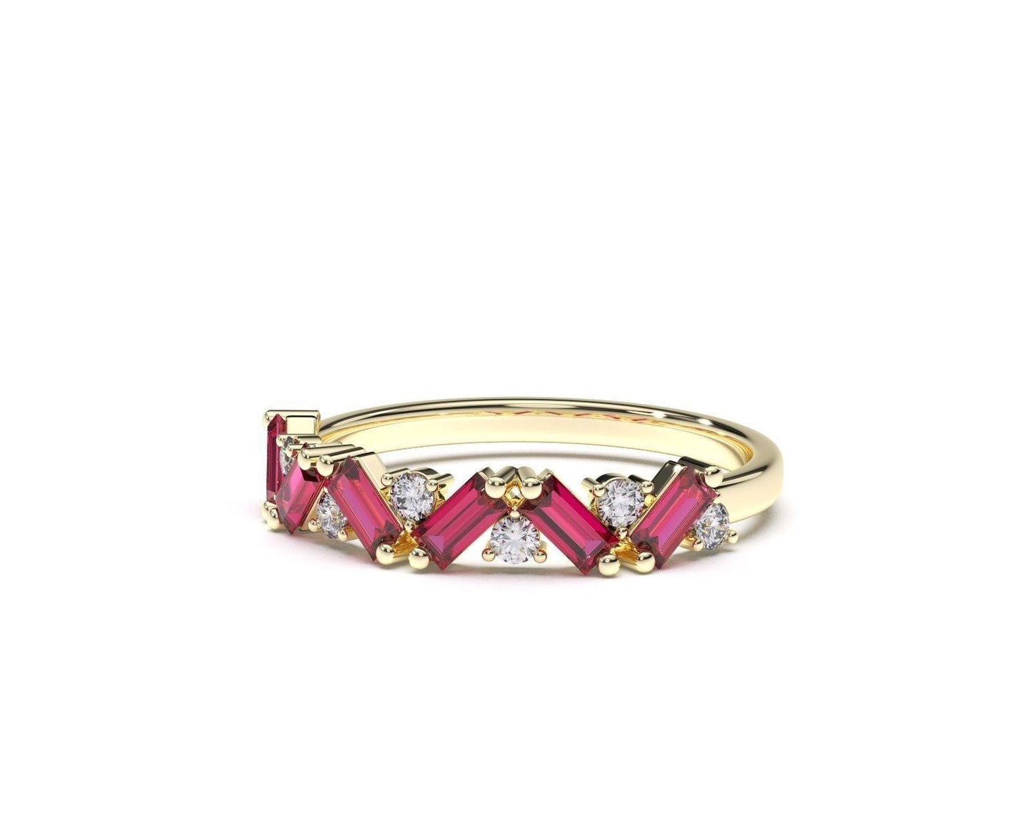 14ct Diamond Ruby Ring - Fuegold Jewellery