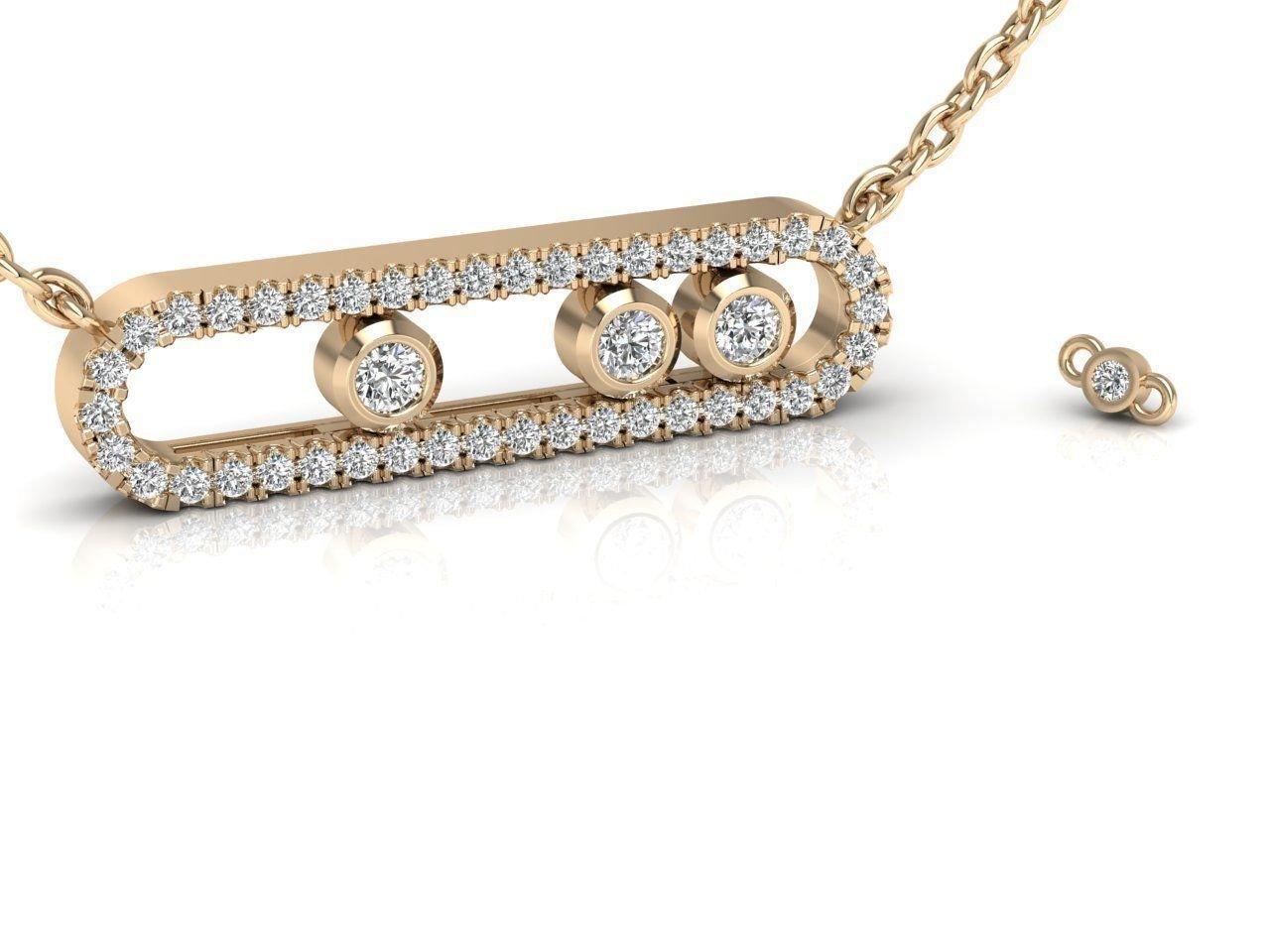 3 Diamond Sliding Pendant Necklace (0.35ct) - Fuegold Jewellery