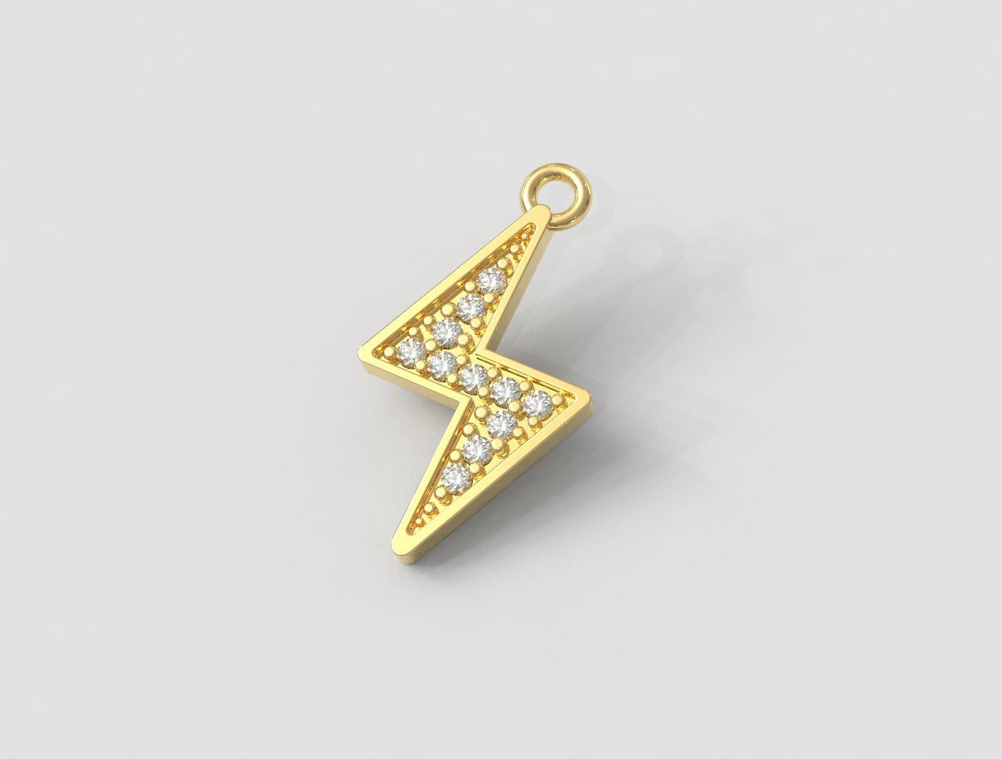 9ct Gold Diamond Lightning Bolt Pendant – Solid Gold Necklace - Fuegold Jewellery