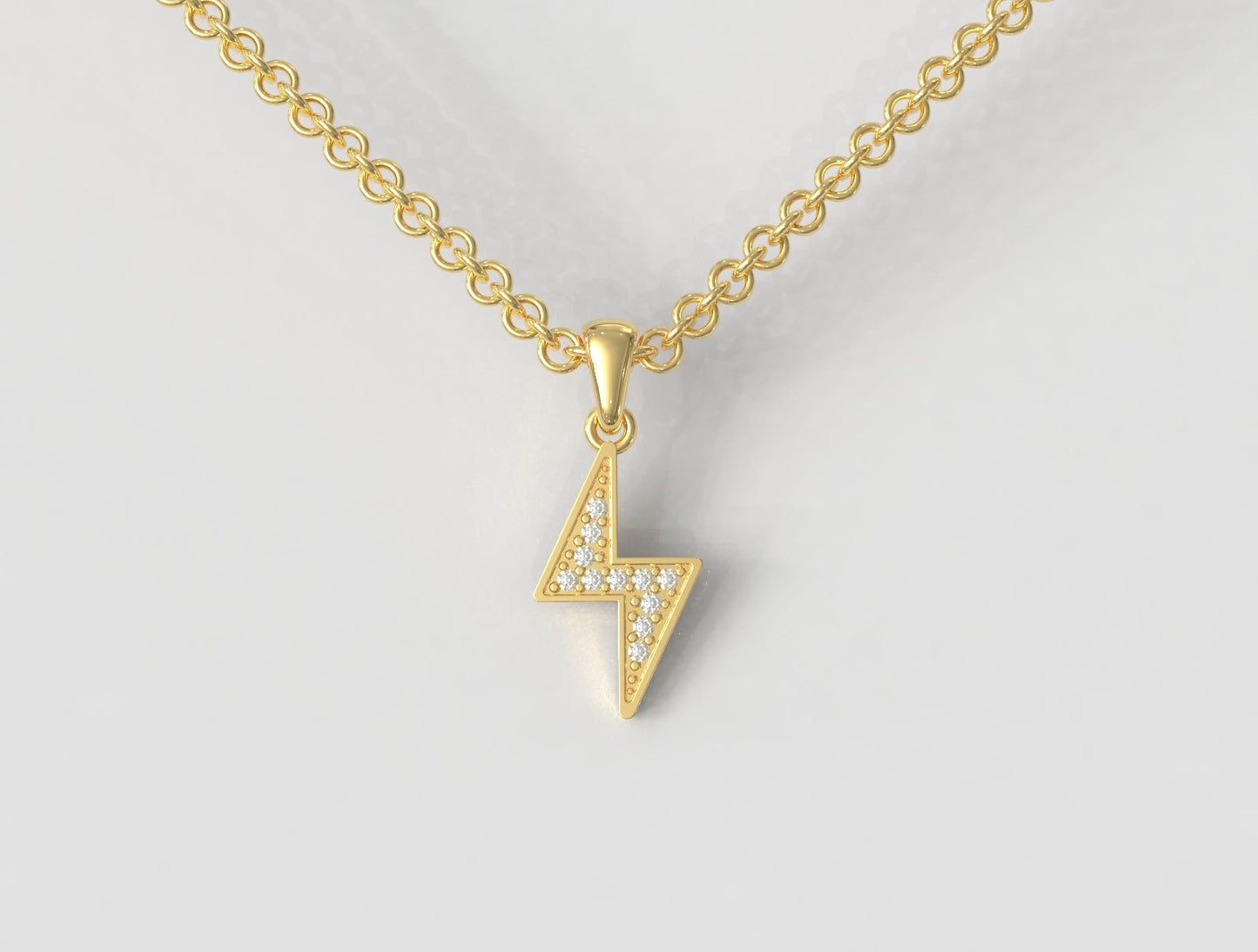 9ct Gold Diamond Lightning Bolt Pendant – Solid Gold Necklace - Fuegold Jewellery