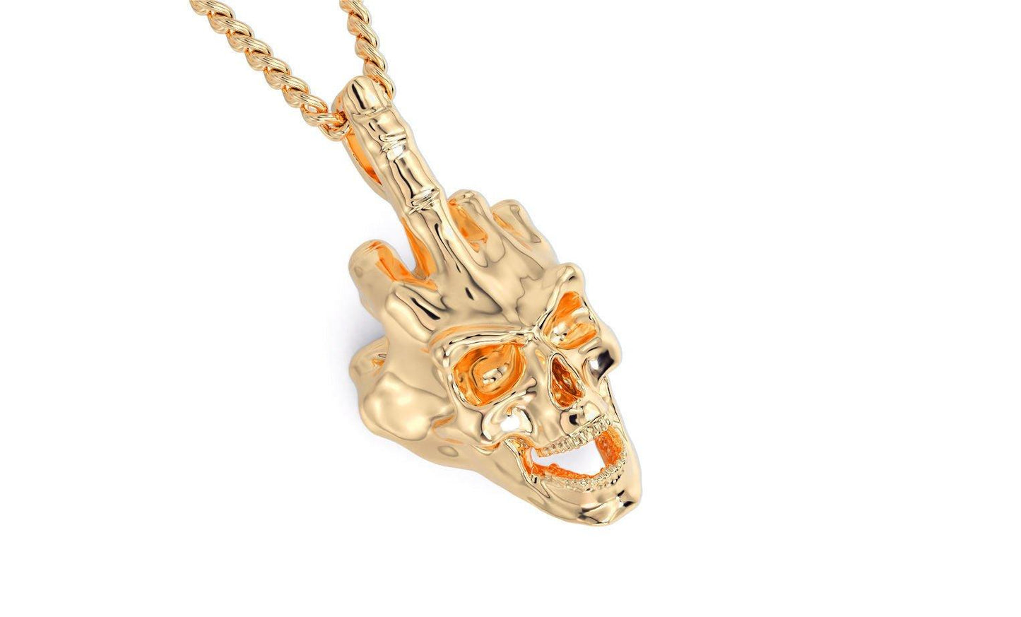 9ct Gold Fuck U Skull Pendant - Fuegold Jewellery