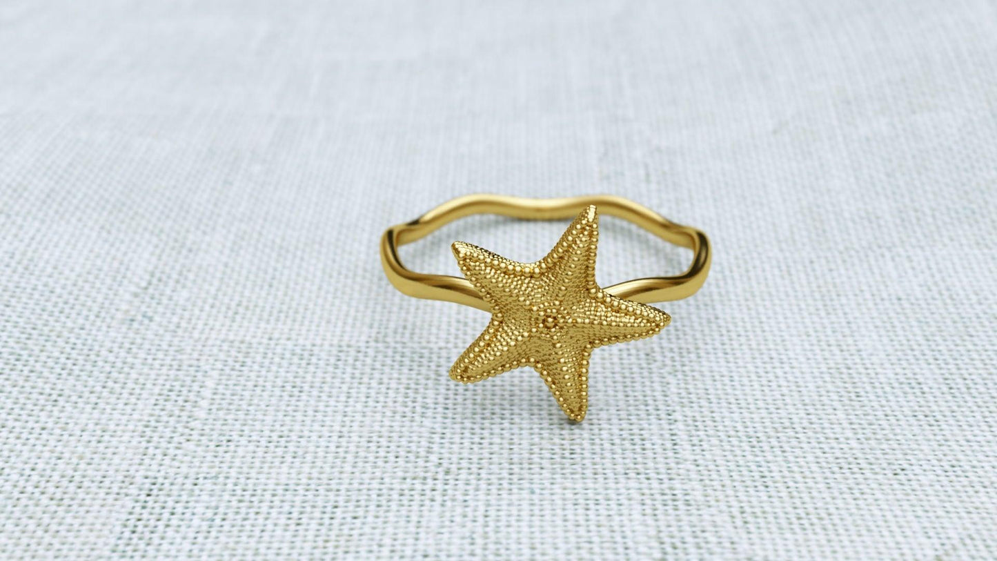 9ct Gold Starfish Ring - Fuegold Jewellery