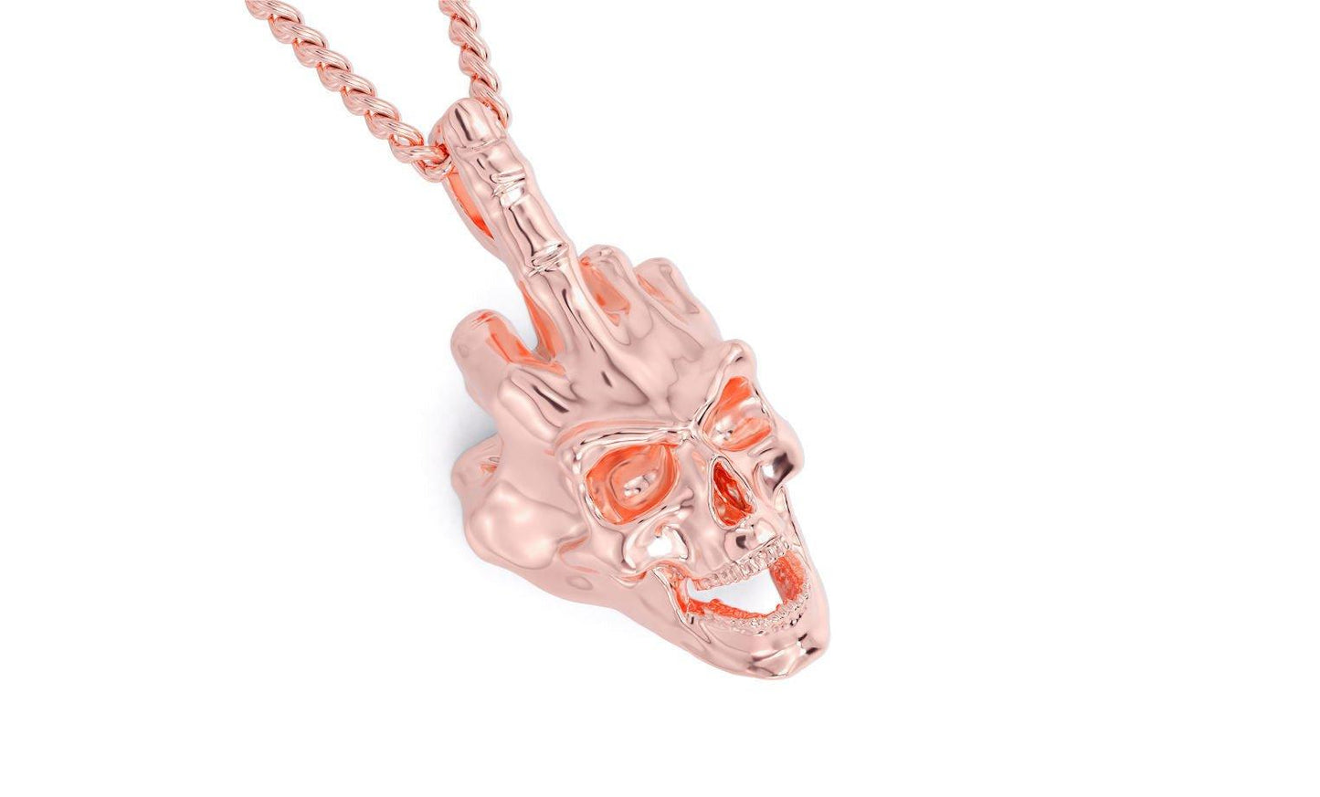 9ct Rose Gold Fuck U Skull Pendant - Fuegold Jewellery