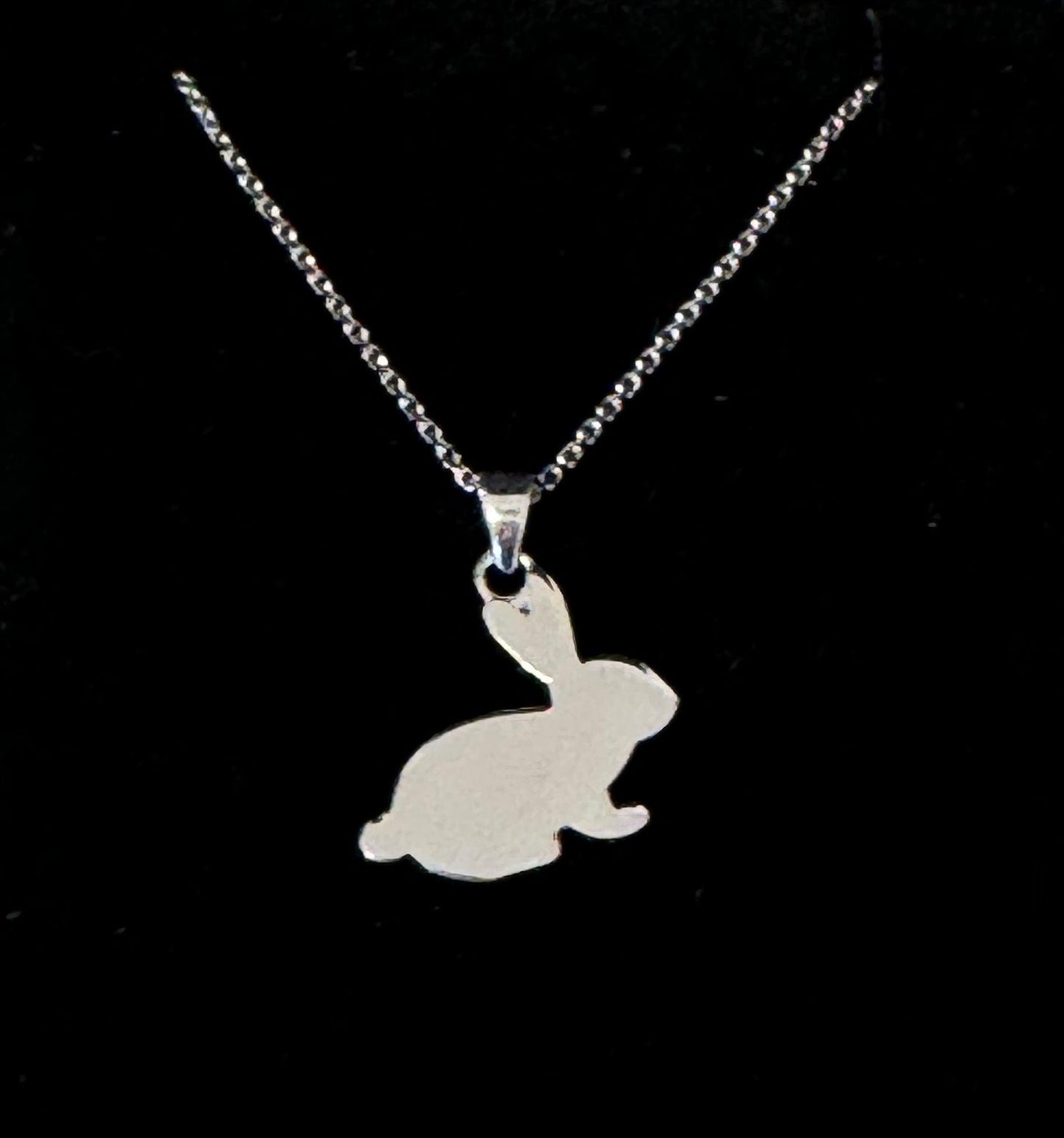 9ct White Gold Rabbit Pendant Necklace - Fuegold Jewellery