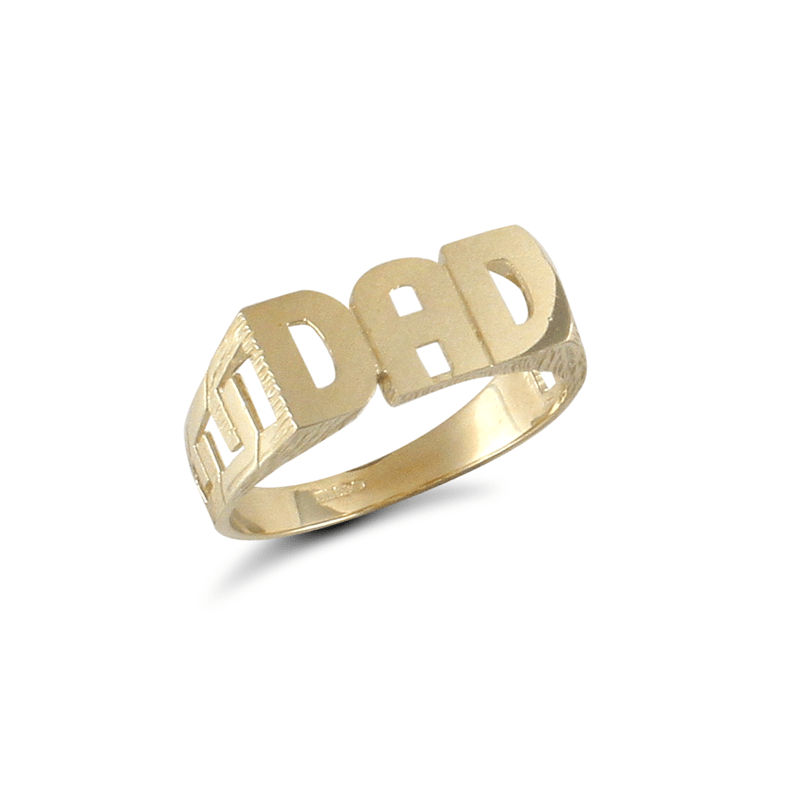 9ct Yellow Gold Dad Ring with Link Shoulders - Fuegold Jewellery