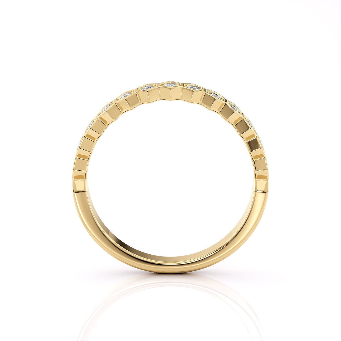 9ct Yellow Gold Honeycomb Diamond Ring - Fuegold Jewellery