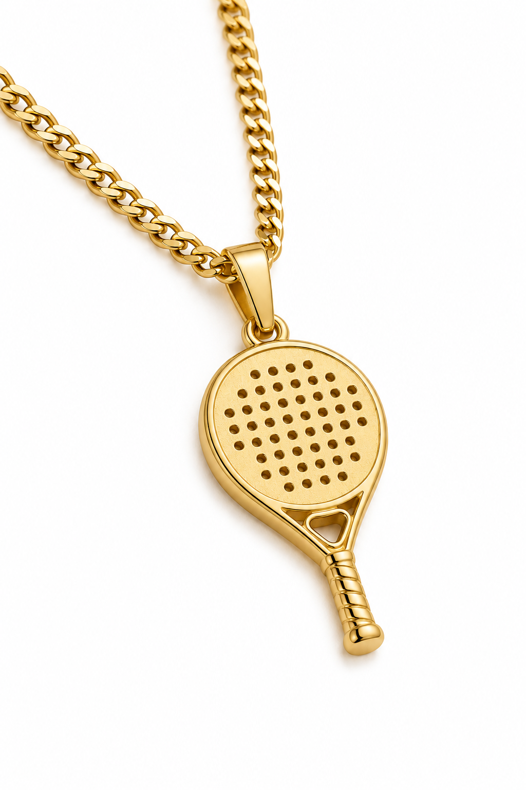 9ct Gold Padel Racket Inspired Pendant Necklace