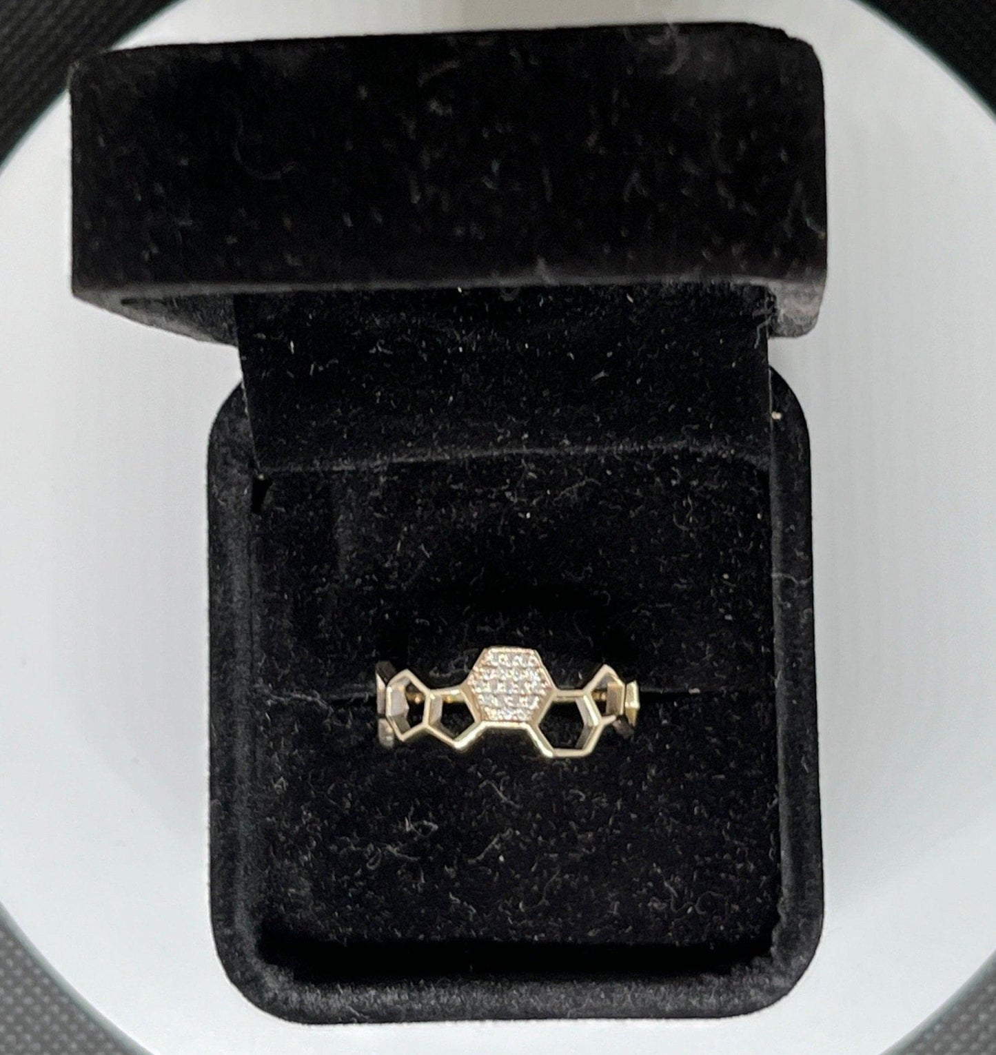 Honeycomb Diamond Ring in 9ct Yellow Gold - Fuegold Jewellery
