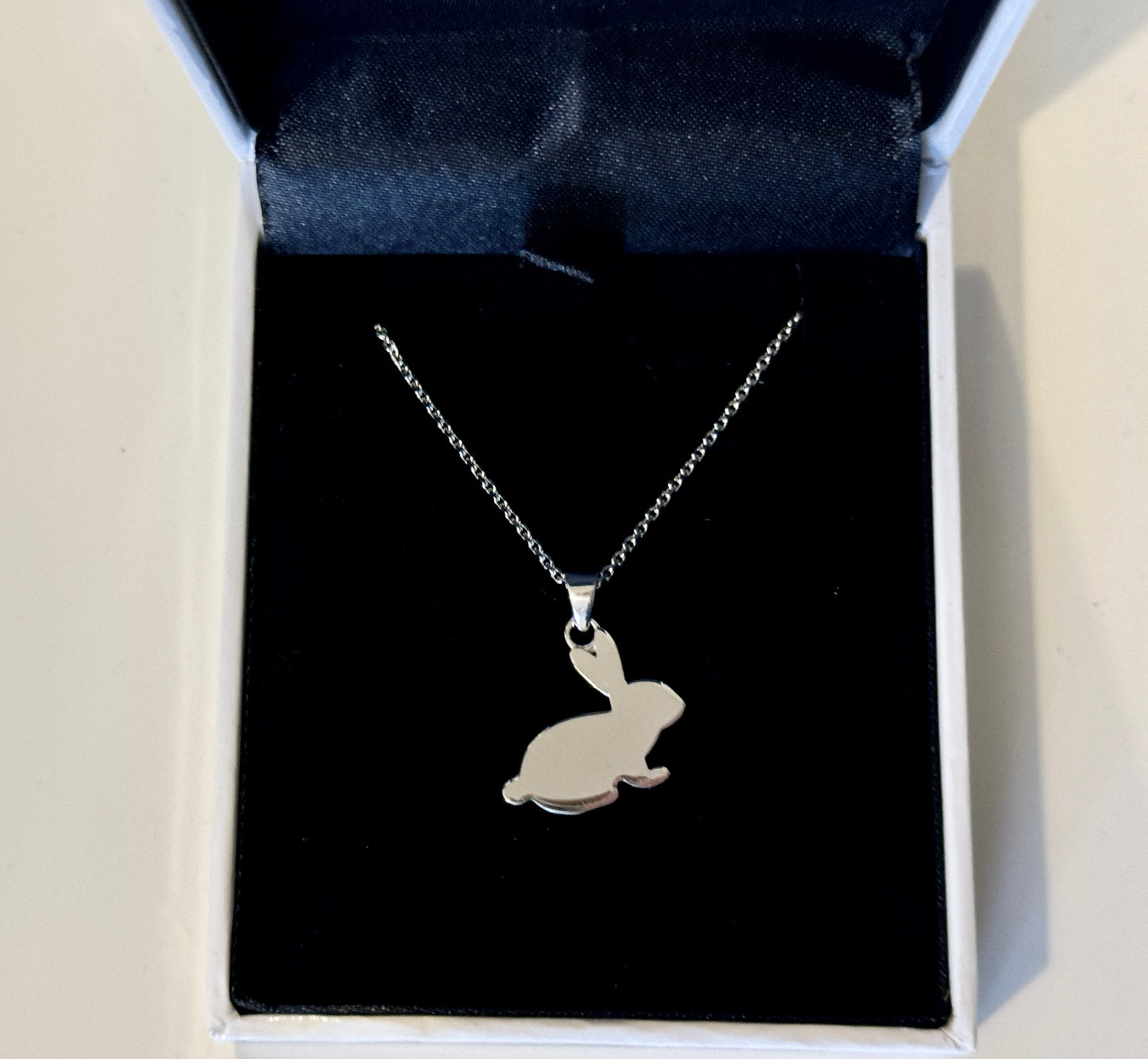 9ct White Gold Rabbit Pendant Necklace