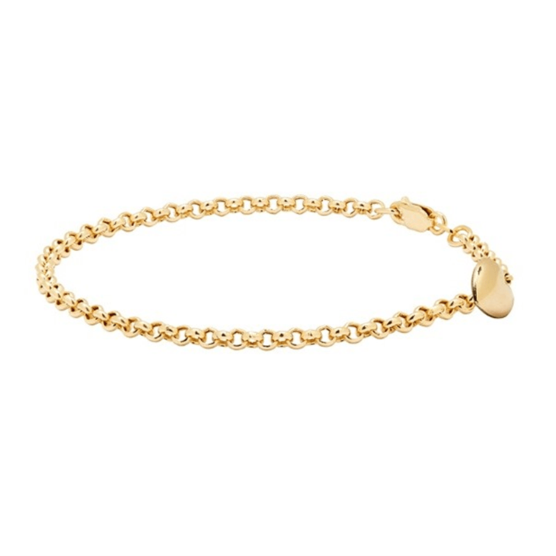 14ct Solid Gold Heart Belcher Bracelet - Fuegold Jewellery