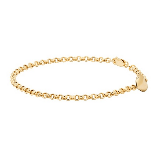 14ct Solid Gold Heart Belcher Bracelet - Fuegold Jewellery