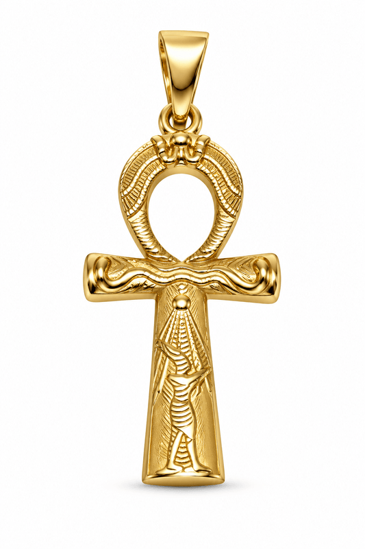 9ct Gold Ankh Pendant Necklace – Solid Gold Egyptian Cross of Life - Fuegold Jewellery