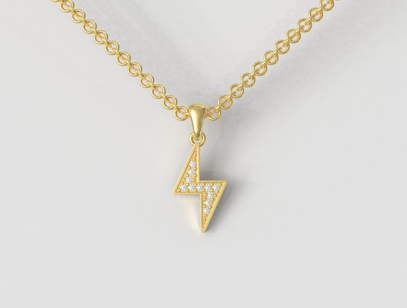 9ct Gold Diamond Lightning Bolt Pendant – Solid Gold Necklace - Fuegold Jewellery