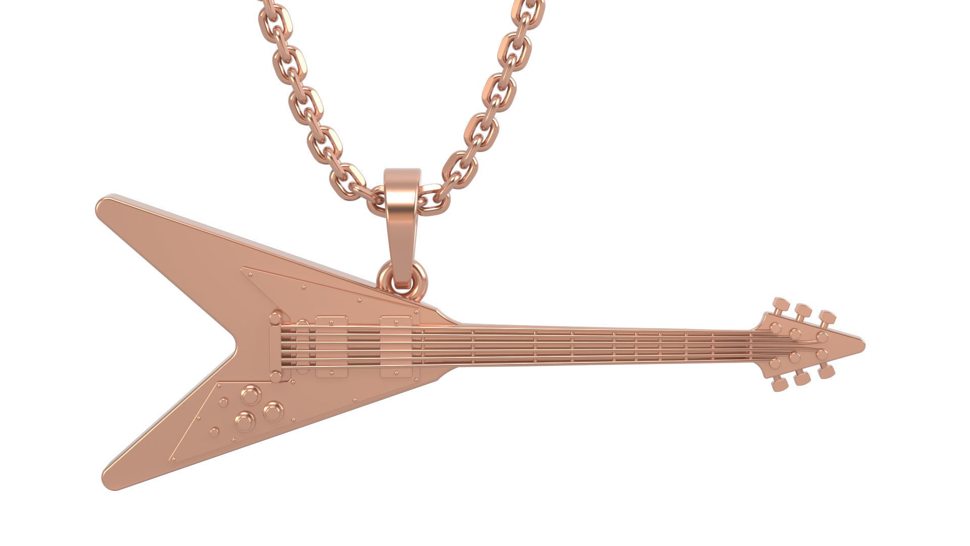 9ct Gold Flying V Guitar Pendant – Solid Gold Musician Necklace Inspired by Gibson Design - Fuegold Jewellery