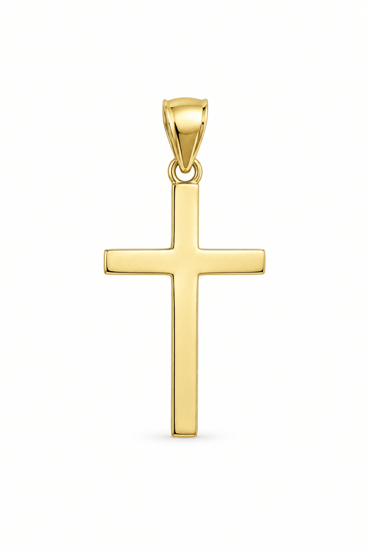 9ct Gold Plain Cross Pendant – Solid Gold - Fuegold Jewellery