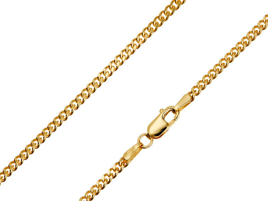 9ct Yellow Gold 2mm Curb Chain – Solid Gold Chain - Fuegold Jewellery