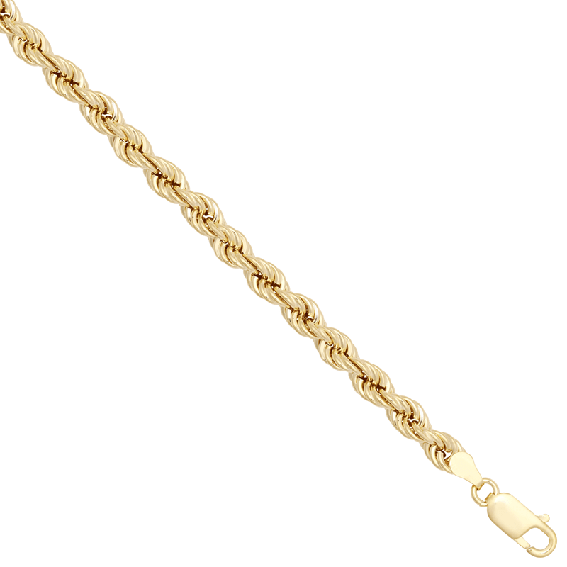 9ct Yellow Gold 5mm Hollow Rope Chain — Classic Gold Chain - Fuegold Jewellery