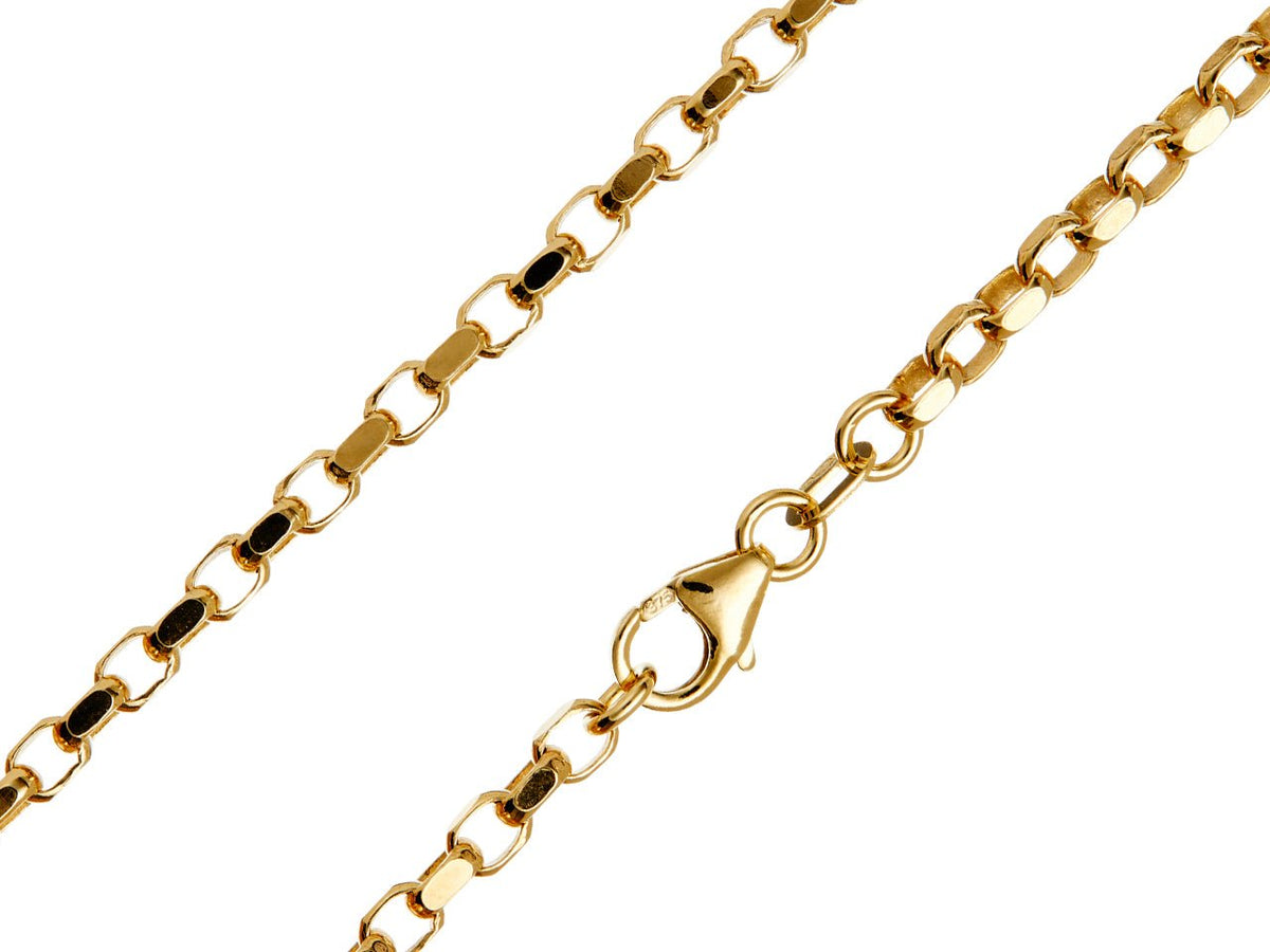 9ct Yellow Gold Diamond Cut Oval Belcher Chain | Solid Gold Chain - Fuegold Jewellery