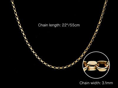 9ct Yellow Gold Diamond Cut Oval Belcher Chain | Solid Gold Chain - Fuegold Jewellery