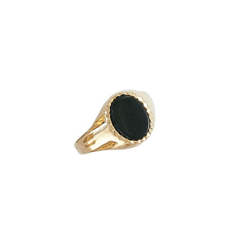 9ct Yellow Gold Oval Black Onyx Ring - Fuegold Jewellery