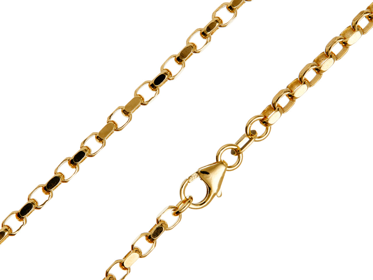 9ct Yellow Gold Diamond Cut Oval Belcher Chain | Solid Gold Chain