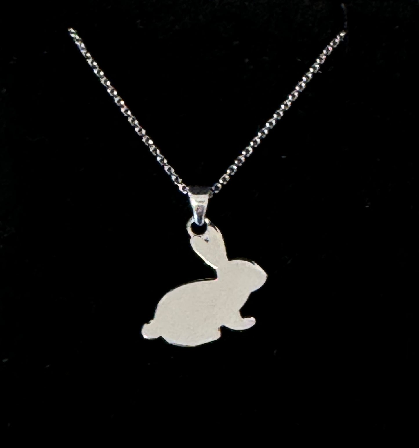 9ct White Gold Rabbit Pendant Necklace