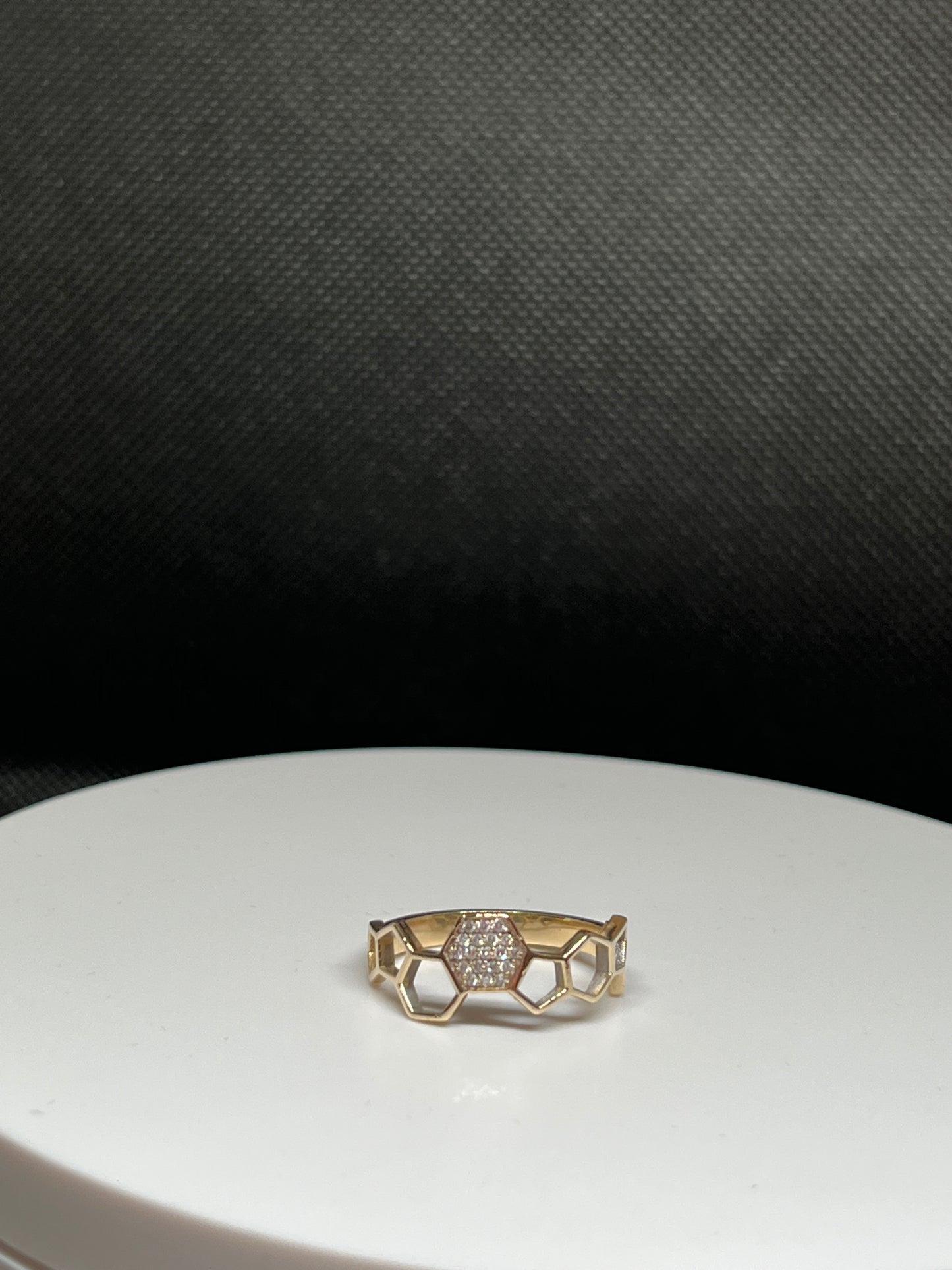 Honeycomb Diamond Ring in 9ct Yellow Gold