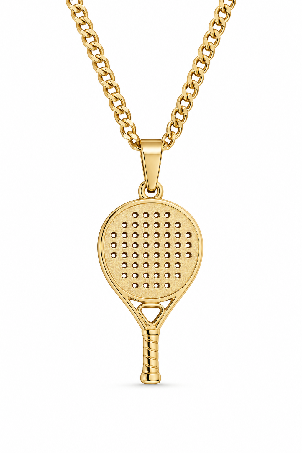 9ct Gold Padel Racket Inspired Pendant Necklace