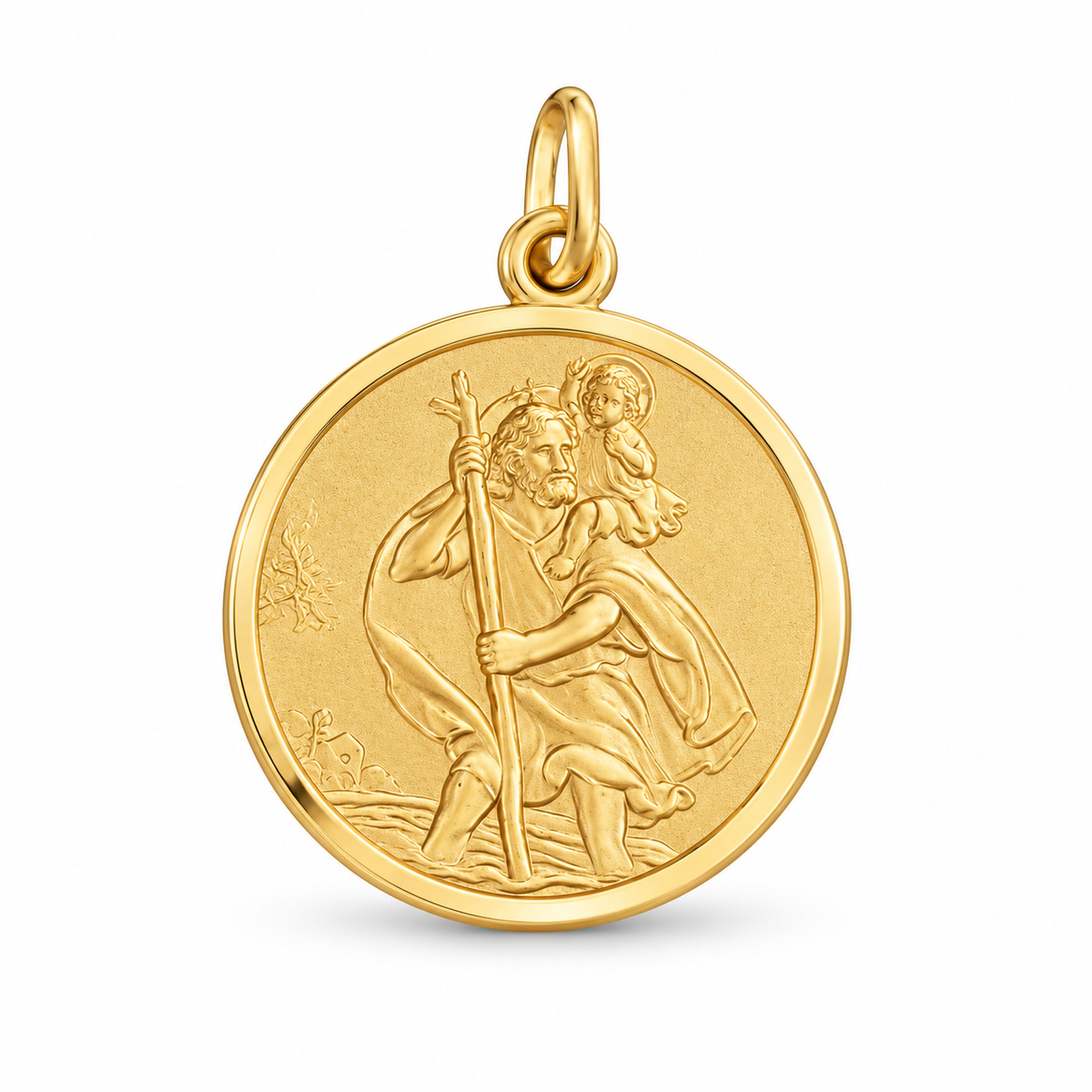 9ct Gold St. Christopher Medallion Pendant – 20mm Solid Gold