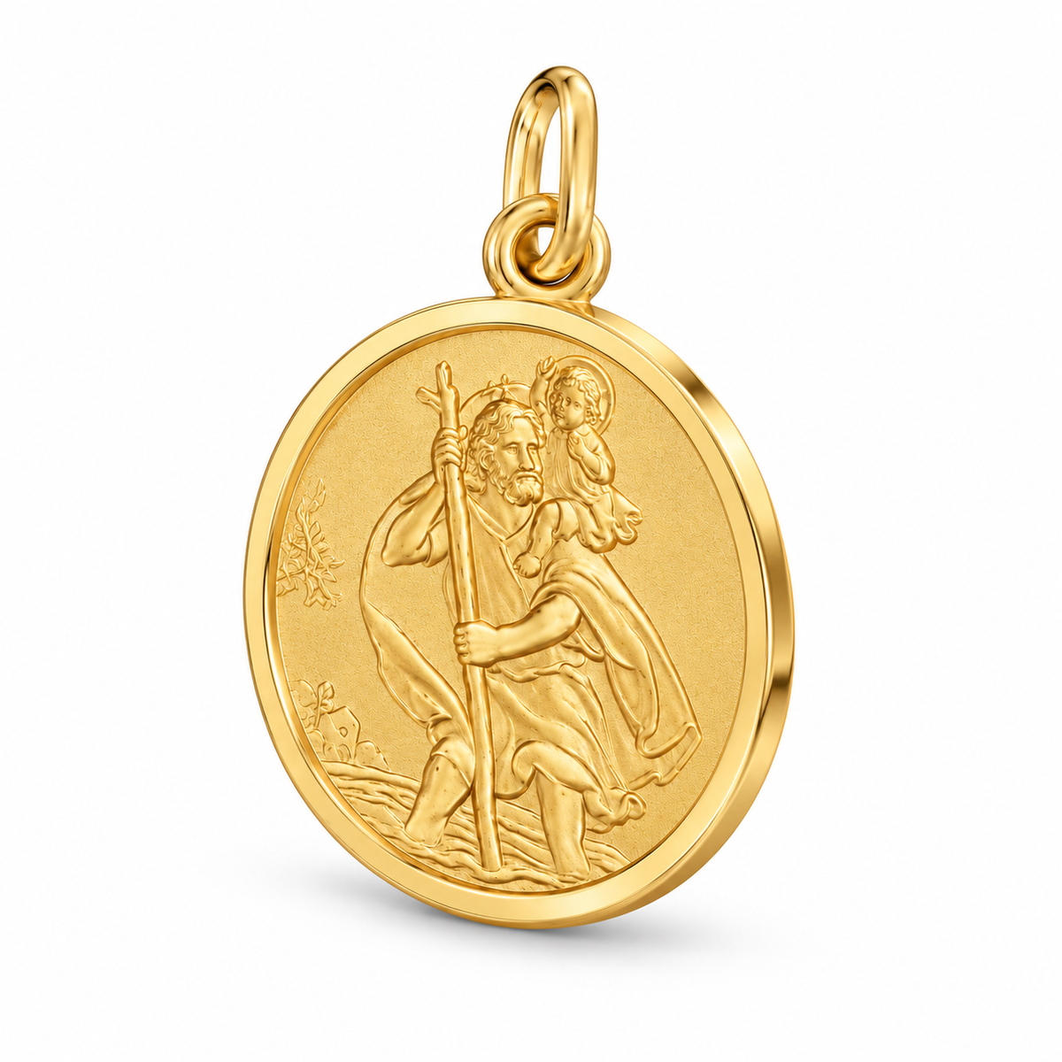 9ct Gold St. Christopher Medallion Pendant – 20mm Solid Gold