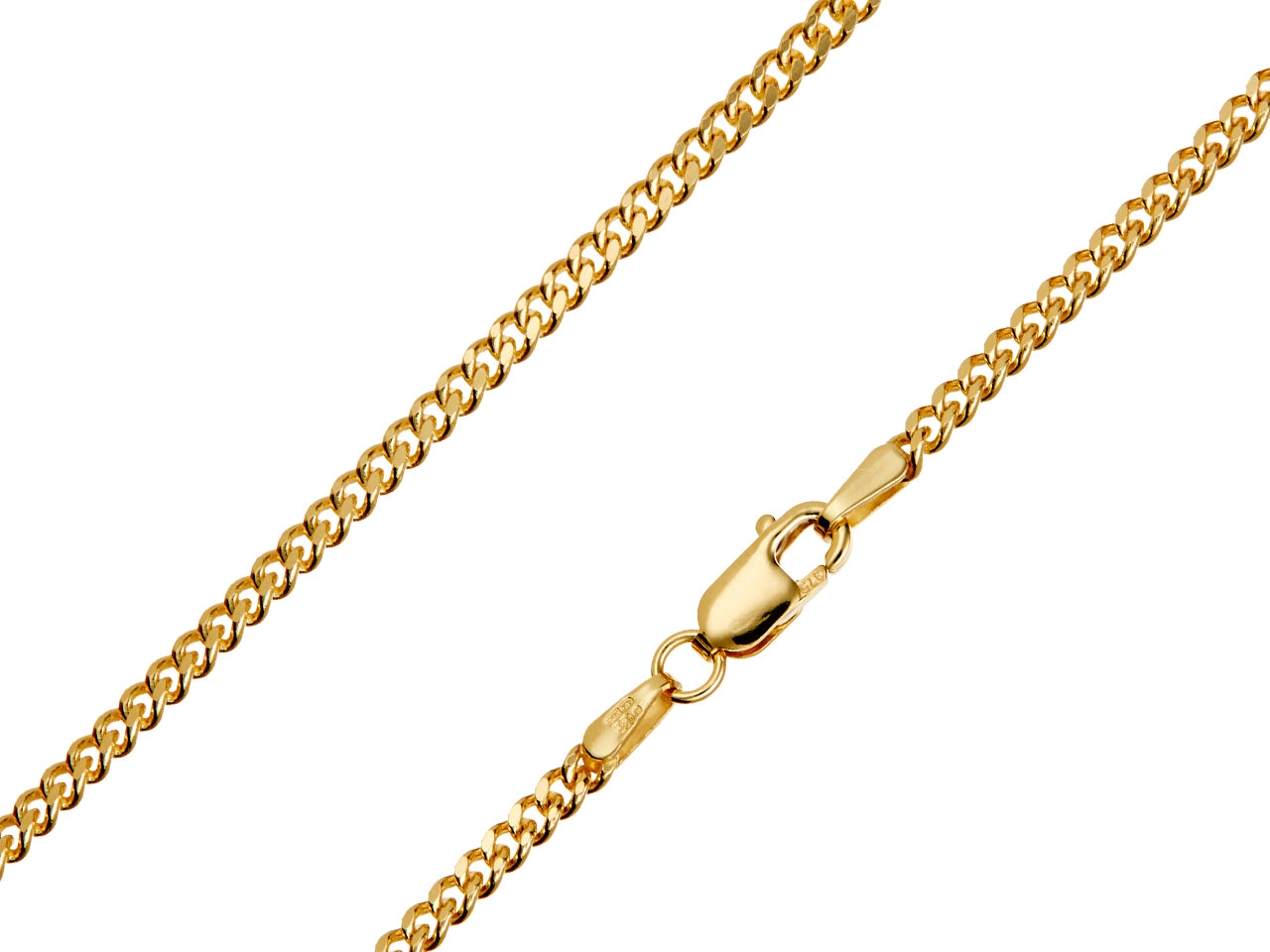 9ct Yellow Gold 2mm Curb Chain – Solid Gold Chain