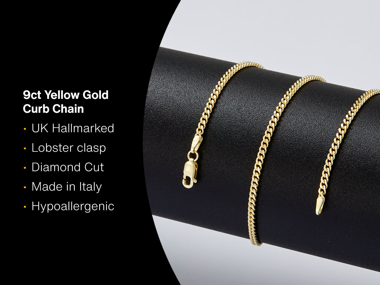 9ct Yellow Gold 2mm Curb Chain – Solid Gold Chain