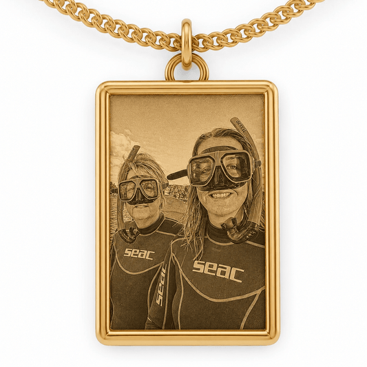 Custom Engraved Photo Pendant – 9ct/18ct Solid Gold - Fuegold Jewellery