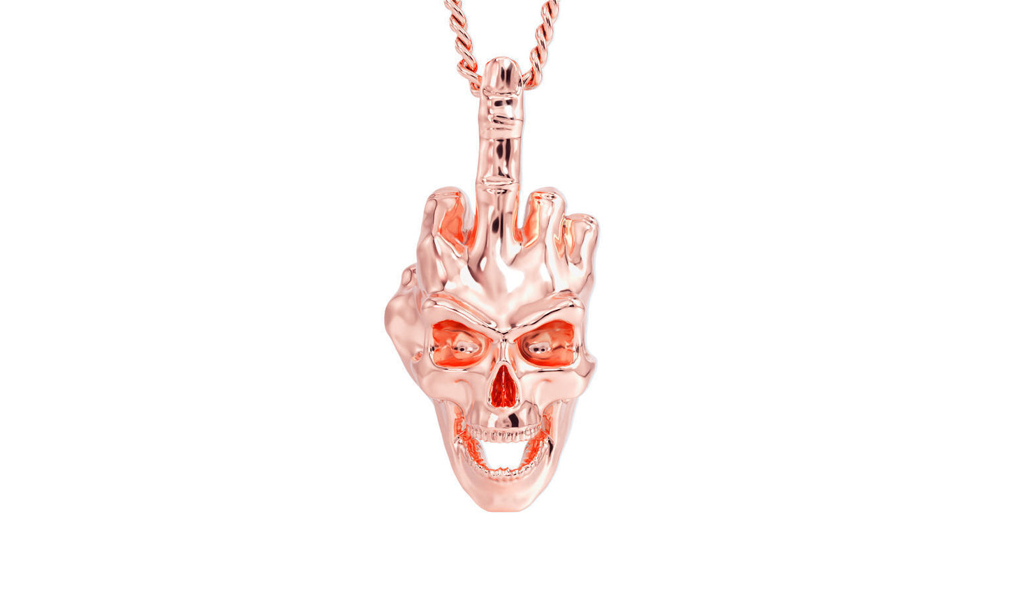 9ct Rose Gold Fuck U Skull Pendant