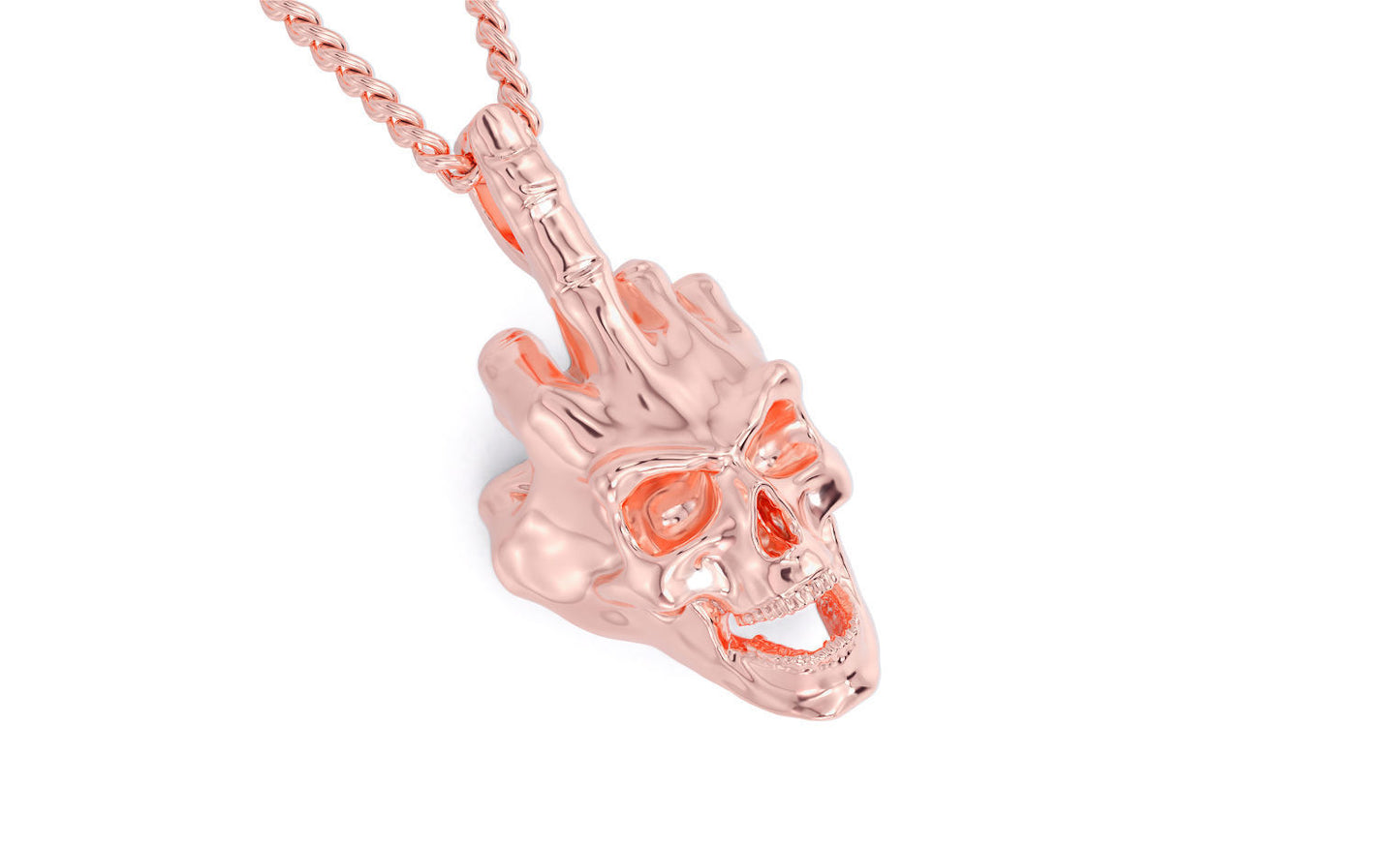 9ct Rose Gold Fuck U Skull Pendant