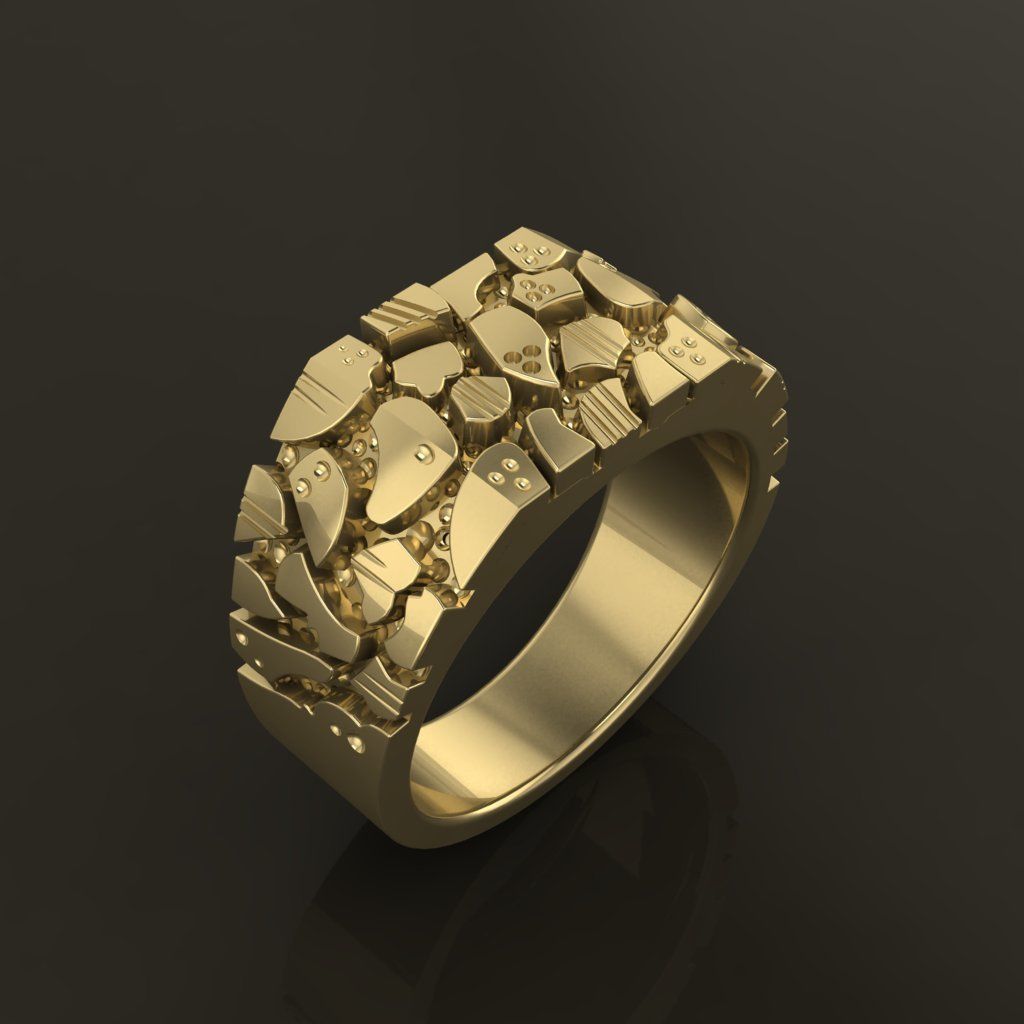 9ct Yellow Gold Heavy Textured Ring