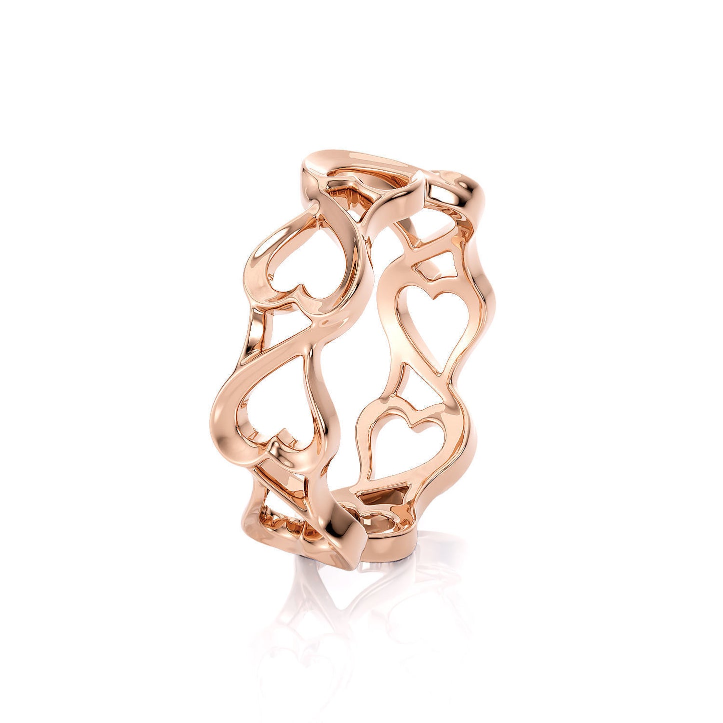 9ct Rose Gold Wavy Heart