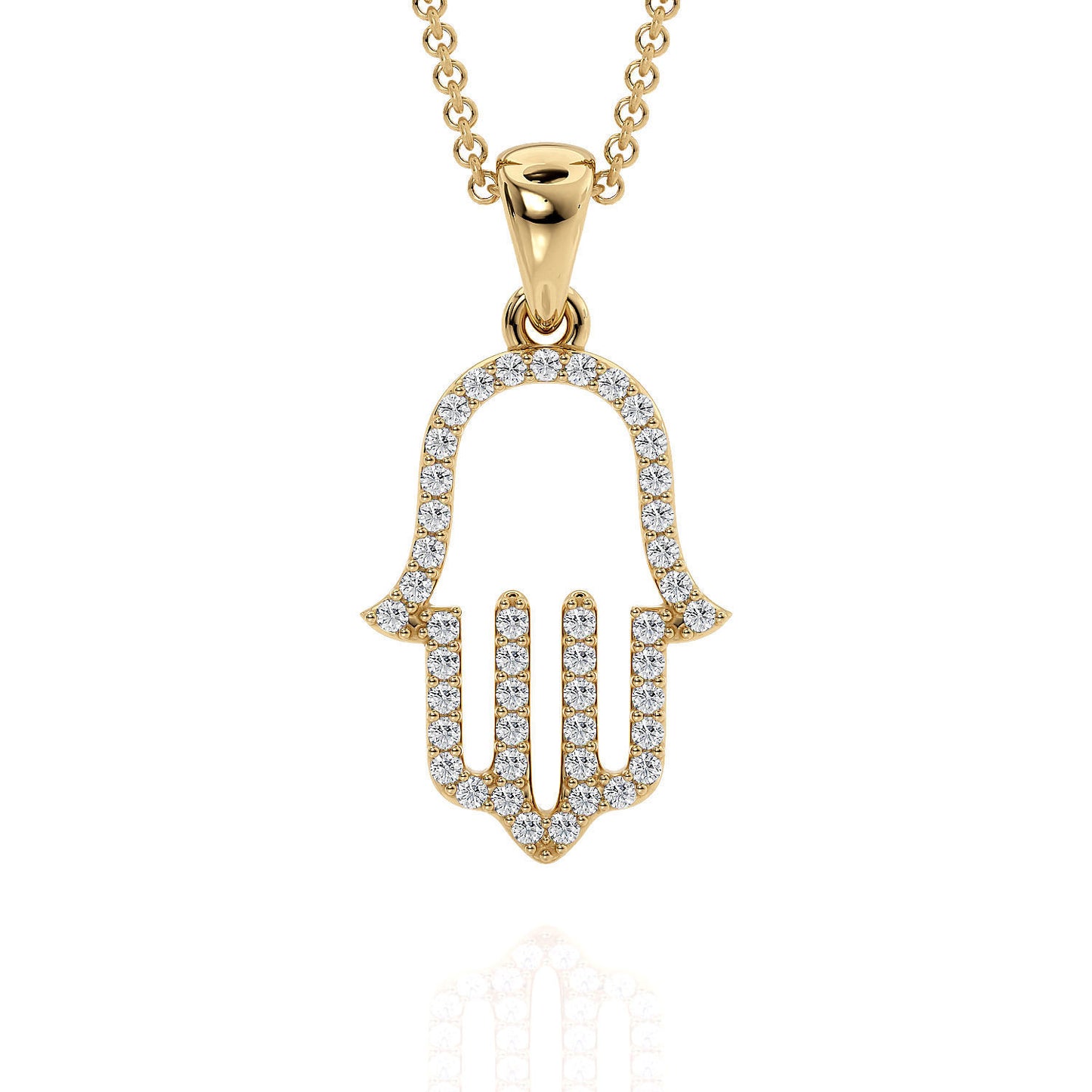 Diamond Hamsa Hand Pendant 0.27ct