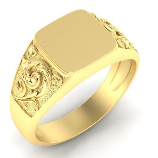 18ct Gold Patterned Signet Ring