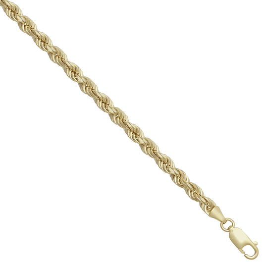 Solid 9ct Yellow Gold Diamond Cut Rope Chain 4.5mm — Classic Gold Chain - Fuegold Jewellery